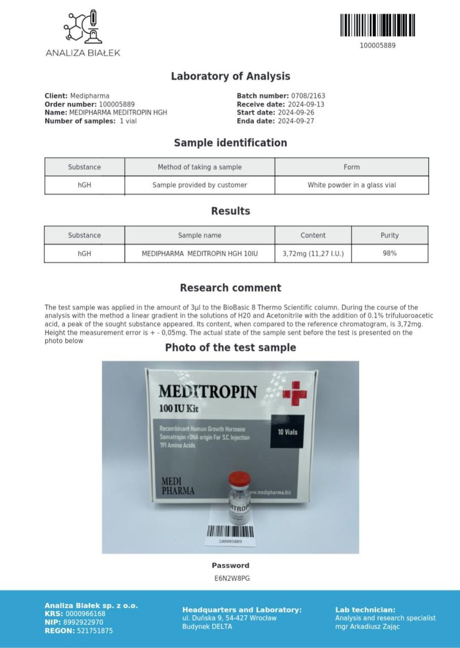Meditropin HGH 100iu/kit MEDI PHARMA - Image 2