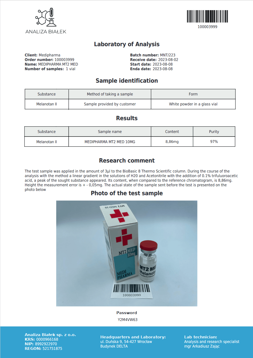 Melanotan II M2 10mg MEDI PHARMA - Image 2