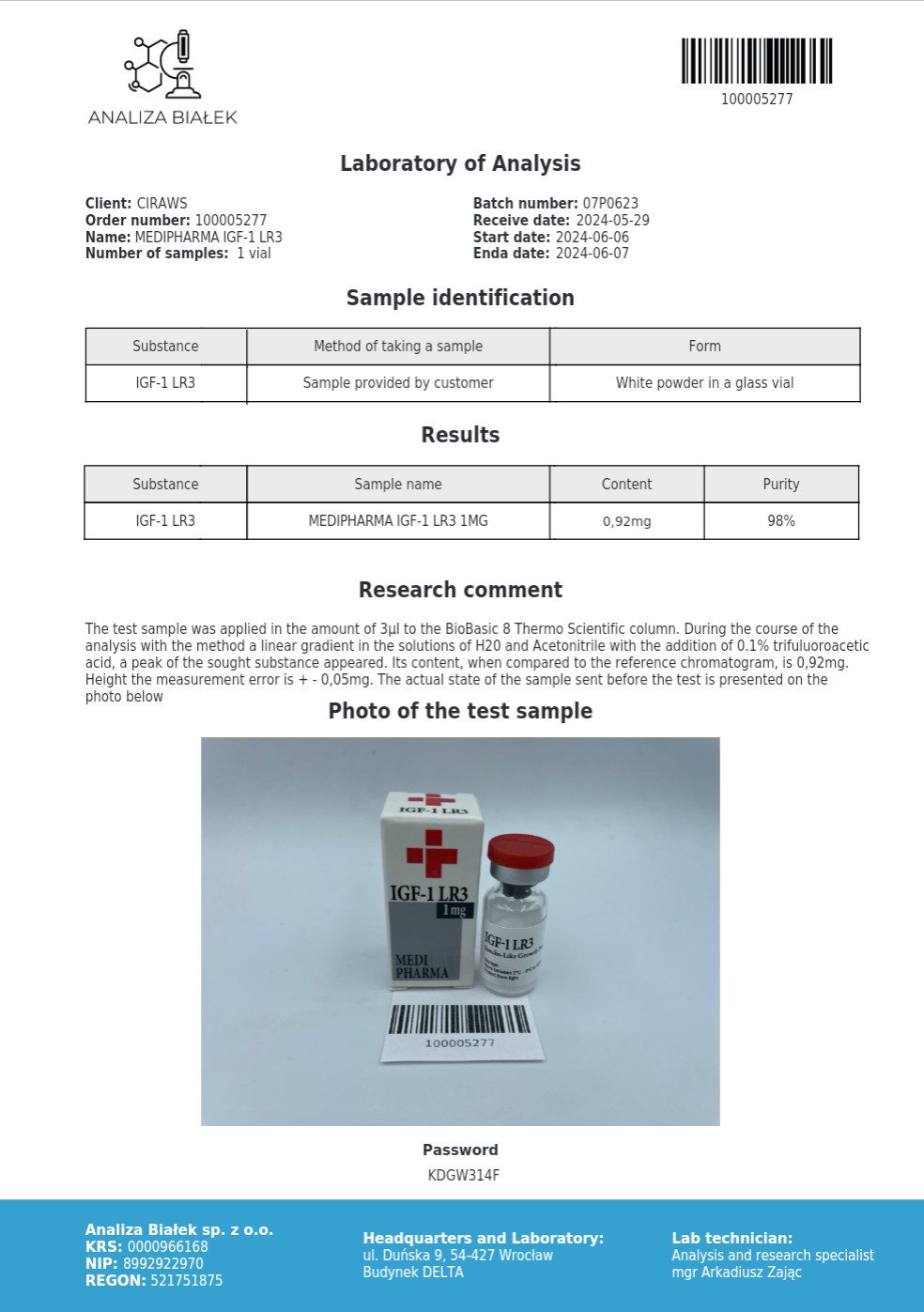 IGF-LR3 1mg MEDI PHARMA - Image 2