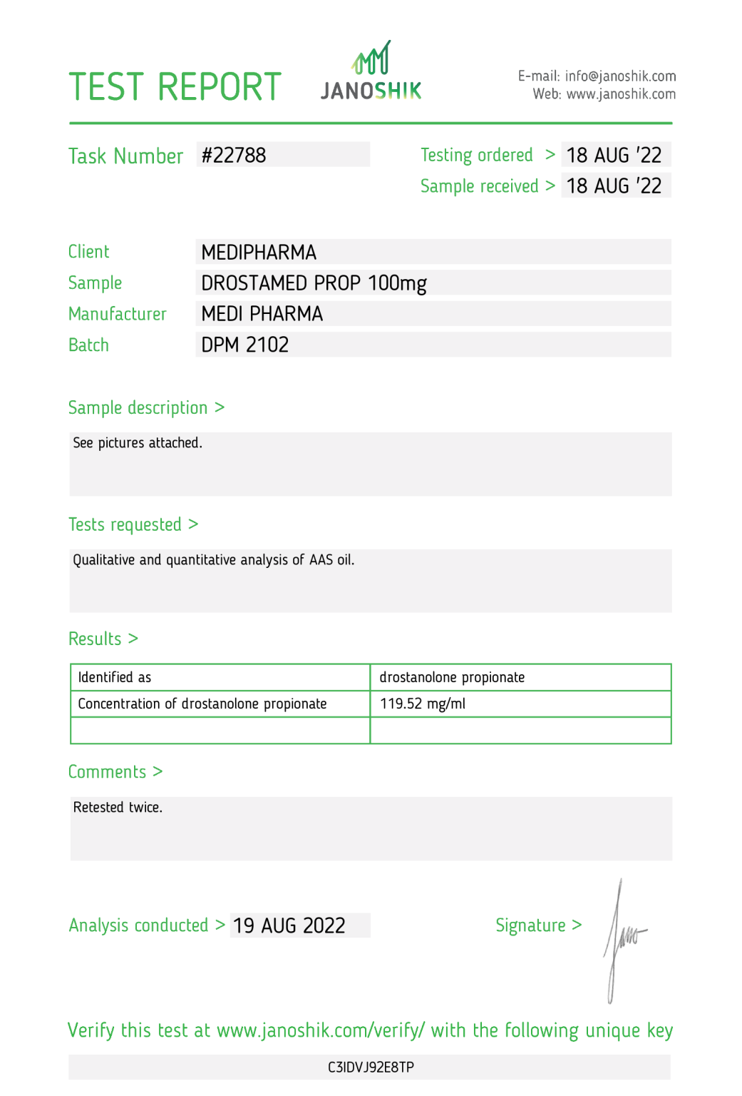 Masterone Propionate 100mg/ml MEDI PHARMA - Bild 2